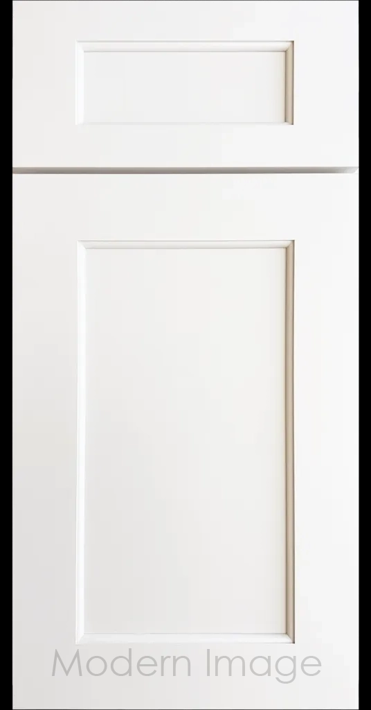 Carlsbad II Shaker kitchen cabinets with distinct line detailing in Dove white.